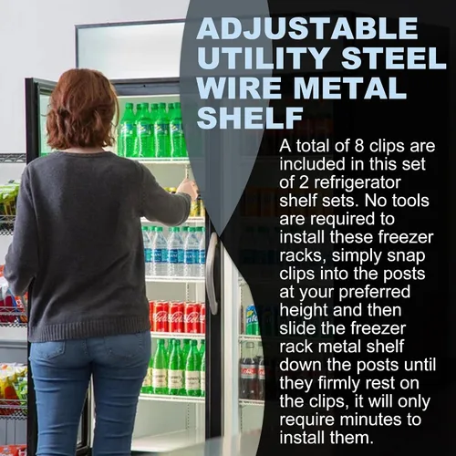 Miniatura 6 de Juego de 2 estantes comerciales de repuesto para congelador y refrigerador (21 x 20.5 pulgadas), estante de metal ajustable de alambre de acero