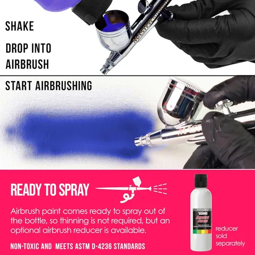 Miniatura 3 de U.S. Art Supply Pintura acrílica rosa neón para aerógrafo, 8 onzas, lista para rociar, pintura con pincel de aire para uñas, modelos, tela, pintura