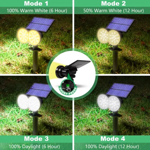 Miniatura 2 de K KASONIC - Focos solares para exteriores, focos solares LED impermeables para paisaje, luces de pared y suelo, luces de detección de oscuridad