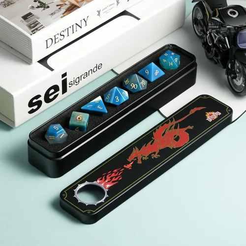 Miniatura 2 de Juego de dados Aagte D&D DNDND Un juego completo de dados de piedra DND con estuche de regalo magnífico para juego de mesa Dungeons and Dragons