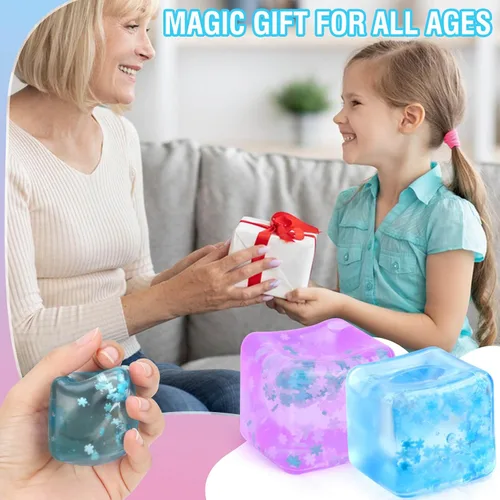 Miniatura 6 de Gretex juguete de ansiedad para todas las edades: paquete de 2 unidades de bola de estrés de hielo blanda sensorial, juguete esponjoso de compresión