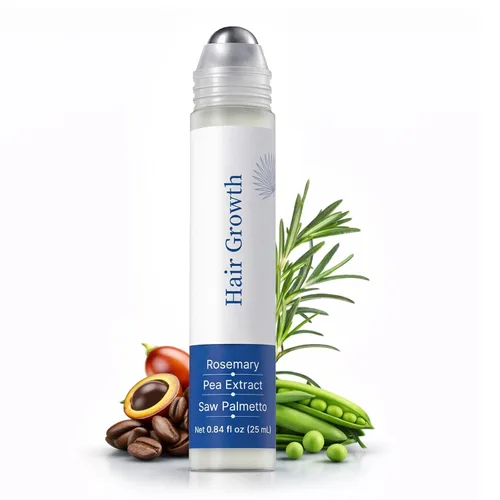 Suero para el crecimiento del cabello roll-on con romero, suero para el cuero cabelludo no graso para el cabello fino, ayuda a reducir la caída del
