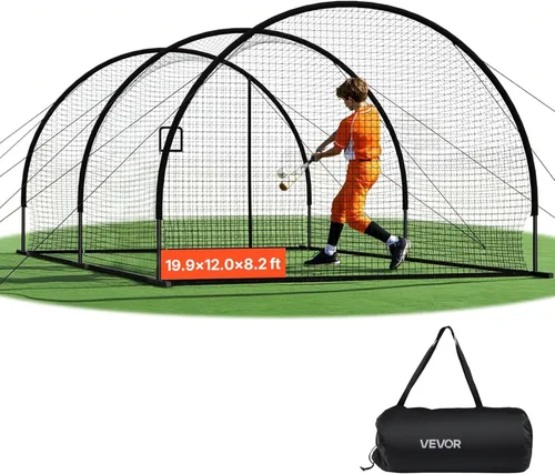 Miniatura 76 de VEVOR Jaula de bateo de béisbol, red profesional de entrenamiento de bateo de béisbol de sóftbol, resistente, resistente, cerrada, de polietileno