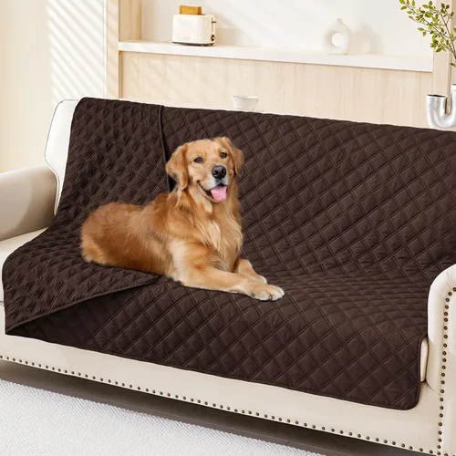 Miniatura 99 de Smiry Funda impermeable para cama de mascota, suave y lavable, para muebles, cama, sofá, reversible, a cuadros (30 x 53 pulgadas, color beige/beige)
