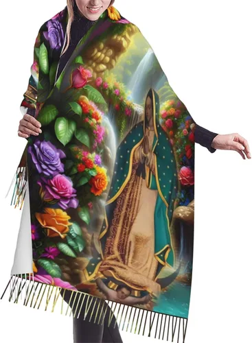 Waygotee Our Lady Of Guadalupe Virgin Mary Soft Cashmere - Bufandas ligeras para mujer, chales grandes y envolturas de regalo de Navidad, Aa-08