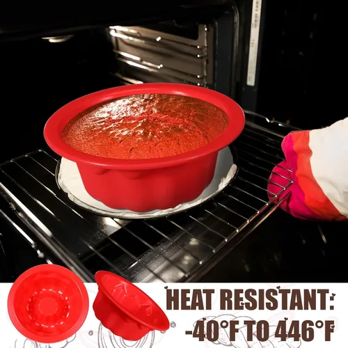 Miniatura 4 de 6 moldes de silicona para tartas de 4 pulgadas para hornear moldes pequeños de tubo estriado, aptos para horno, lavavajillas, antiadherentes
