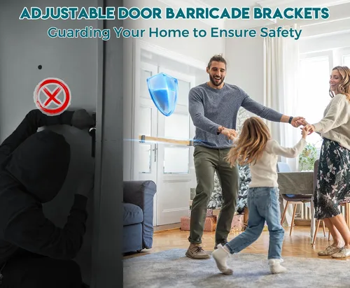 Miniatura 5 de Soportes de barricada ajustables para puerta, soporte de barra de puerta de 2 x 4, acero al carbono resistente de 0.173 in de grosor, negro, paquete