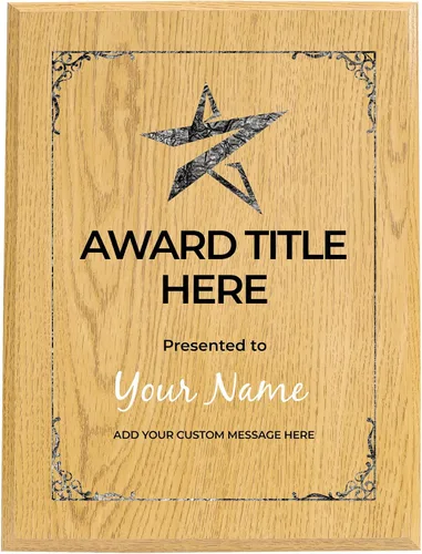 Miniatura 10 de Placa personalizada con acabado de roble de 9 x 12 pulgadas para premios y reconocimiento, placa personalizada con respaldo con cerradura, Diseño D
