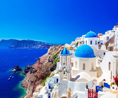 Miniatura 11 de Telón de fondo de tela para fotos de Grecia, Isla Santorini, Oia, Village, fondo de fotografía de Grecia para decoraciones de fiesta temática