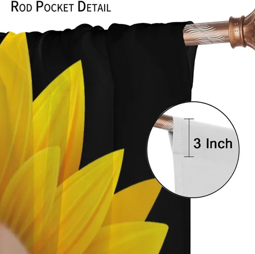 Miniatura 6 de Cortinas opacas de girasoles amarillos, vida silvestre, puesta de sol, tropical, sabana, safari, elefantes, estampado artístico, para decoración