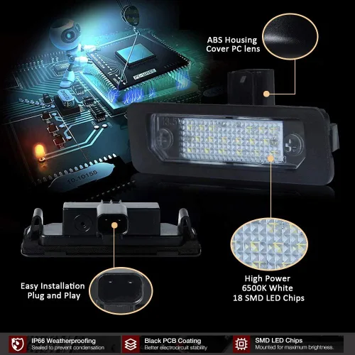 Miniatura 4 de D-Lumina Conjunto de luces LED para placas de matrícula con lámpara para etiqueta para Ford Mustang 1994-2004, alimentado por luces de etiqueta LED
