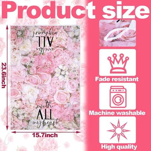 Miniatura 3 de Bencailor 6 toallas de cocina con rosas rosadas, toallas de mano color rosa, divertidas, paños de té para el baño, suministros para el hogar, 16 x