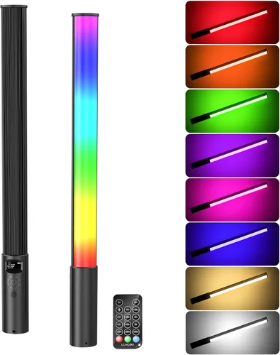 Varita de luz LED RGB de 360° RGB para fotografía de estudio, luces de tubo alimentadas por batería, 12 efectos de iluminación, luz de cámara