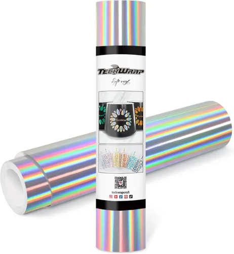 TECKWRAP Vinilo cromado plateado holográfico brillante de 12 pulgadas x 10 pies Plata holográfica