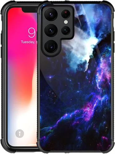 CARLOCA Funda compatible con Samsung Galaxy S22 Ultra, diseño de nebulosa púrpura claro para niñas y niños, a prueba de golpes, antiarañazos, para