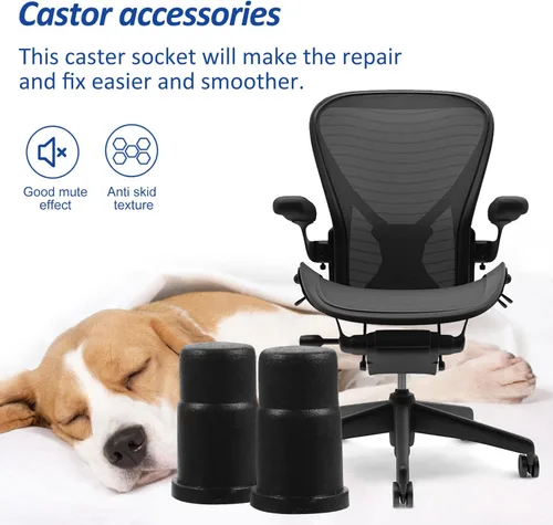 Miniatura 9 de NUOBESTY 40 fundas de repuesto para casquillo de rueda, insertos de vástago de goma de 1.18 x 0.78 pulgadas para sillas de oficina, ruedas, muebles