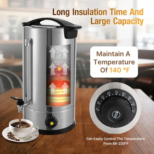 Miniatura 5 de Dispensador eléctrico de agua caliente de 2 galones, caldera y calentador de agua comercial de acero inoxidable de 950 W, temperatura de 110 V 2
