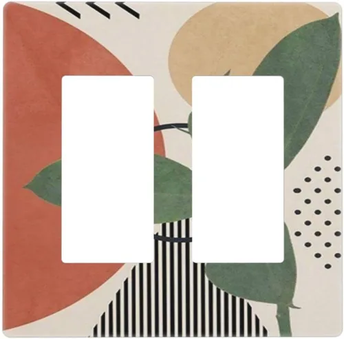 Miniatura 20 de Mid Century Morden Boho - Placa de pared para interruptor de luz dúplex de 1 banda, placa frontal decorativa eléctrica para receptáculo para baño