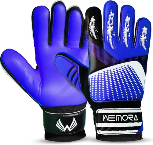 Guantes de portero de fútbol para niños y jóvenes junior de 4mm antideslizantes con agarre fuerte en la palma Azul