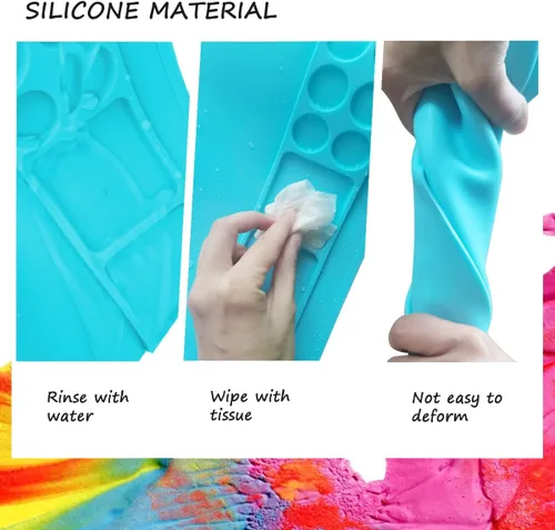 Miniatura 4 de SHNOKER Tapete de silicona para manualidades de 21.7 x 17.7 pulgadas, tapete de pintura de silicona súper grande con 1 taza magnética y paleta