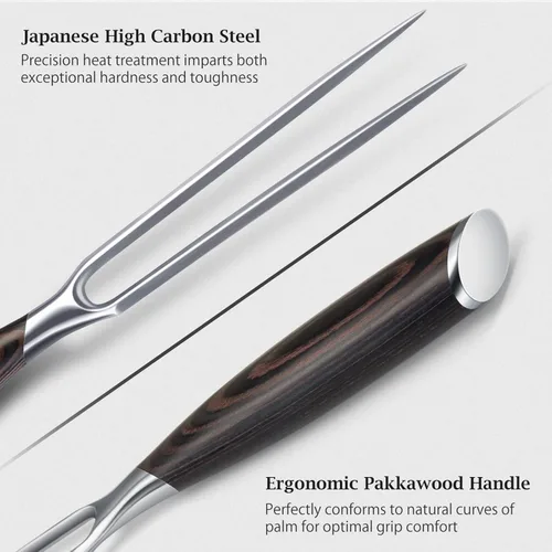 Miniatura 2 de HOSHANHO Tenedor de carne de 7 pulgadas, tenedor afilado de doble punta para carne, tenedor profesional japonés de acero inoxidable de alto carbono