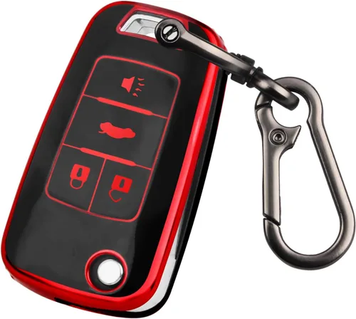 Miniatura 11 de QBUC Funda para Llavero de Chevy con Borde Cromado TPU Suave Compatible con Chevrolet Chevy Equinox Malibu Impala Cruze Sonic 2010-2019 de 4 Botones