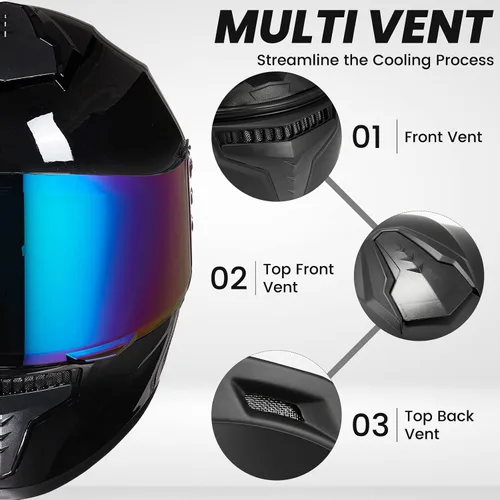 Miniatura 4 de Cascos integrales de motocicleta para adultos, hombres y mujeres DOT con visera tintada, modelo MD-813 para bicicleta de calle y carreras