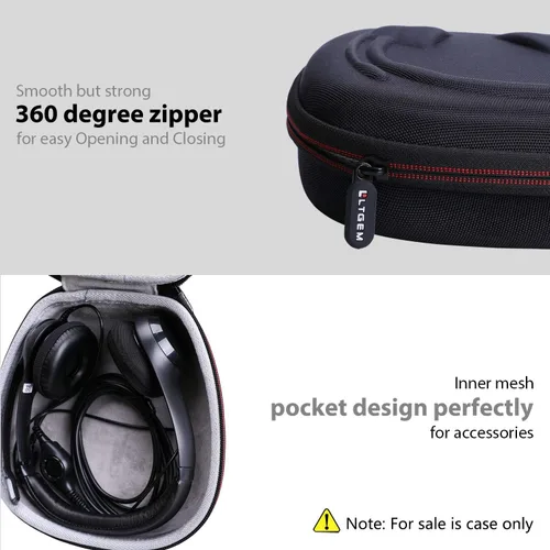 Miniatura 6 de Funda para auriculares compatible con Logitech H390, H430, H570e, Zone 300, Zone 301 o JLab Go Work, JIAMQISHI, auriculares EAGLEND, negro y gris