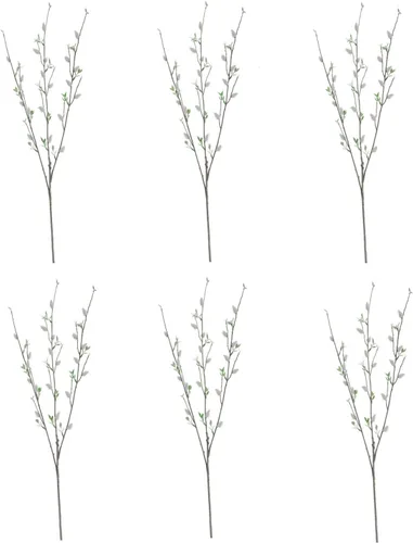 Miniatura 2 de Firlar 6 ramas artificiales de sauce de coño plateado, 33 pulgadas, enredaderas de árbol secas y rizadas, ramitas de tallo largo, simulación