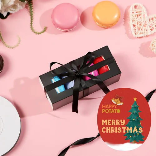 Miniatura 7 de HAPPY POTATO Paquete de 30 cajas de macarrón para 4 o 5, 4 x 1.9 x 1.9 pulgadas, cajas de embalaje de macarrón, caja de macarrón negro con ventana