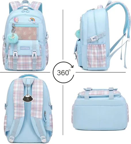 Miniatura 3 de AO ALI VICTORY Mochilas para laptop de 15.6 pulgadas, linda mochila escolar para niños, mochila universitaria, bolsas grandes para mujeres, Azul
