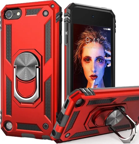 IDweel Funda para iPod Touch 7, para iPod Touch 6 con soporte para automóvil, funda protectora híbrida resistente a prueba de golpes con soporte