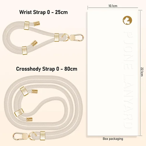 Miniatura 3 de UKON Cordón para teléfono celular, cordón bandolera y correa de muñeca, hebilla de metal premium con dijes para teléfono con 2 parches de correa