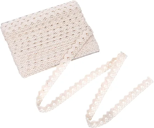 Cinta de encaje de ganchillo vintage de 10 yardas, cinta de costura beige para manualidades, paquete de regalo, envoltura de novia, decoración de