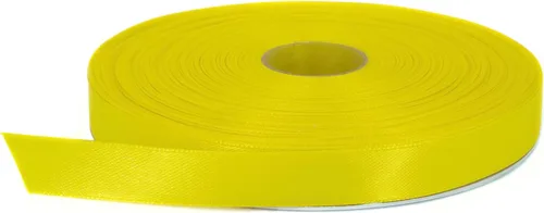 Cinta de satén amarilla, 1/2 pulgada x 50 yardas, color sólido de doble cara, rollo grueso y duradero para envolver regalos, manualidades, cabello y