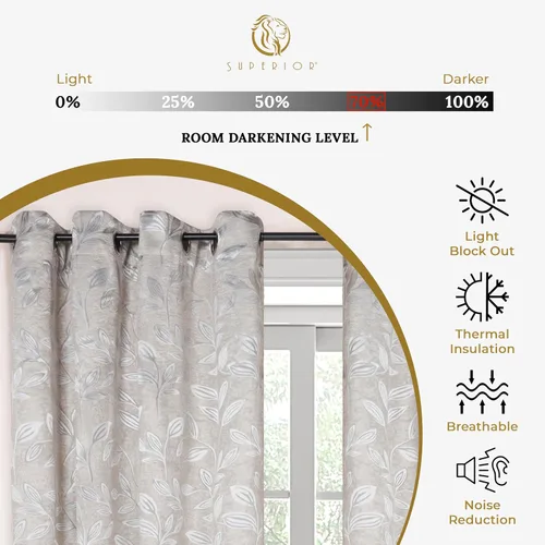 Miniatura 2 de Superior Cortinas opacas, oscurecimiento de la habitación, decoración de ventana para dormitorio, bloqueo solar, térmicas, cortinas bohemias Marfil