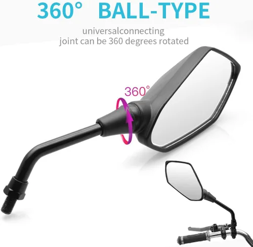 Miniatura 4 de MZS Espejos de motocicleta, espejo lateral retrovisor de 0.394 pulgadas, manillar ajustable de 360° compatible con GSXS750 GSXS750Z / GSXS1000