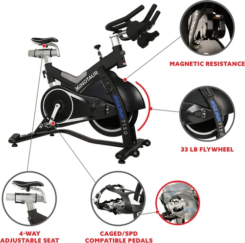 Miniatura 3 de Sunny Health & Fitness Stationary Exercise Bike Machine w/ Adjustable Cushion Seat & Multi-Grip Handlebar, Indoor Cycling Equipment for Home Cardio