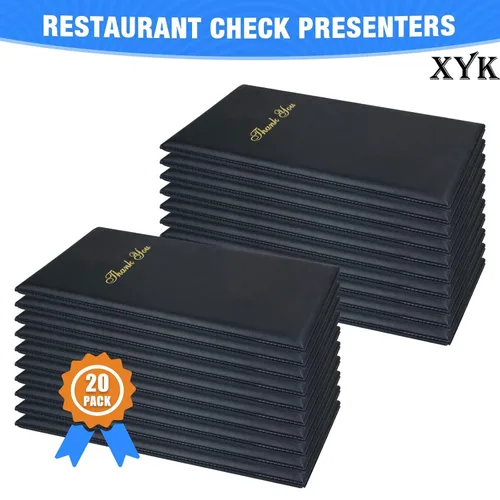 Miniatura 4 de Presentadores de cheques para restaurantes, paquete de 20 tarjeteros de 10 x 5.5 pulgadas con impresión dorada de agradecimiento para restaurantes