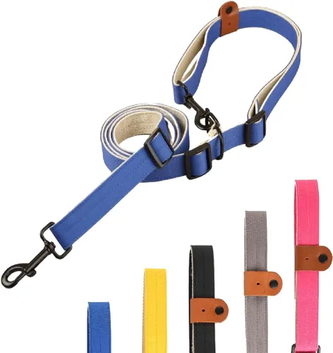 Miniatura 8 de Correa para perro – 0.591 in gris: 360° sin enredos, nailon fuerte resistente, retráctil y manos libres, diseño cruzado, correa de mano y cintura