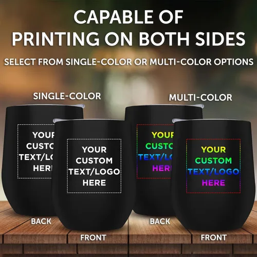 Miniatura 6 de Largo - Vasos de vino personalizados sin tallo con tapas, juego de 6, paquete a granel personalizado, perfecto para vino, cócteles y otras bebidas