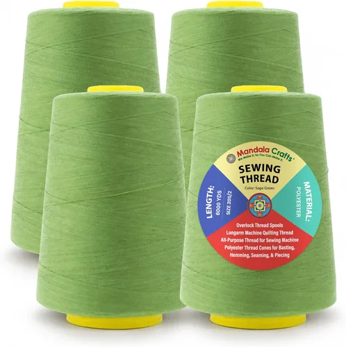 Miniatura 98 de Mandala Crafts 4 Pack of Serger Threads Cones Spools - 20S/2 24000 Yards Polyester Baby Blue Threads for Sergers Machine and Overlock Quilting