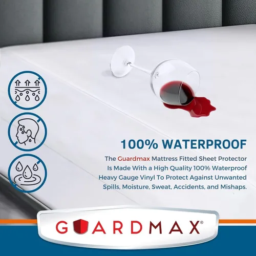 Miniatura 2 de GuardMax Protector de colchón de vinilo de calibre pesado tamaño King - Funda de colchón impermeable y a prueba de polvo con bolsillos elásticos