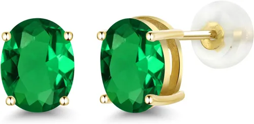 Miniatura 312 de Gem Stone King Aretes de oro de 14 quilates con piedra natal ovalada de 0.315 x 0.236 in Aretes de oro para mujer