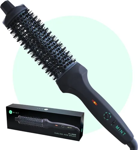 Miniatura 8 de MINT Cepillo térmico extralargo de 1 1/3 pulgadas para rizos sin esfuerzo, volumen y ondas 230-430°F 2-calentador de cerámica cepillo de rizador