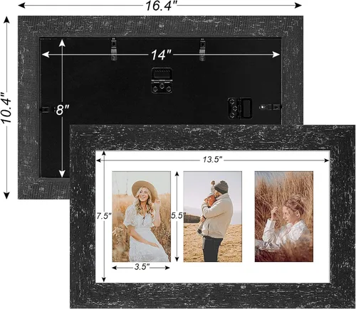 Miniatura 712 de Marcos de Fotos Collage de 13.5X15.5 con 7 Aberturas para Fotos de 4X6, Marco de Fotos Múltiples con Paspartú para Decoración de Pared, Grano
