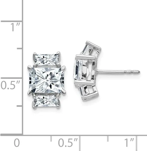 Miniatura 3 de Pendientes de oro blanco de 14 quilates con tres piedras de octágono radiante