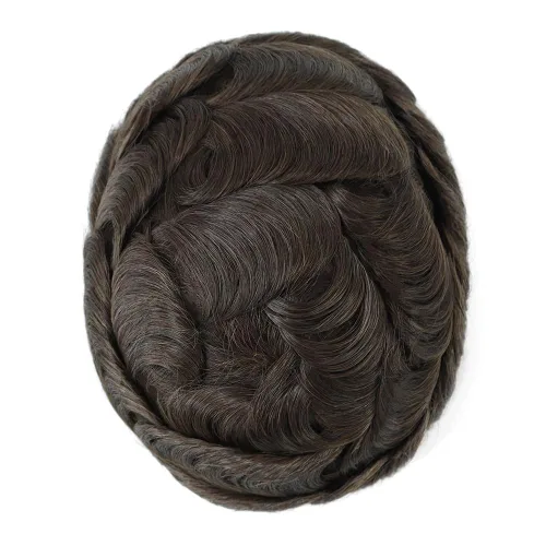 Miniatura 2 de HAIR NATURE Piezas de cabello humano Toupee para hombre, sistemas de reemplazo de cabello para hombres, unidades de cabello humano anudado de piel #4
