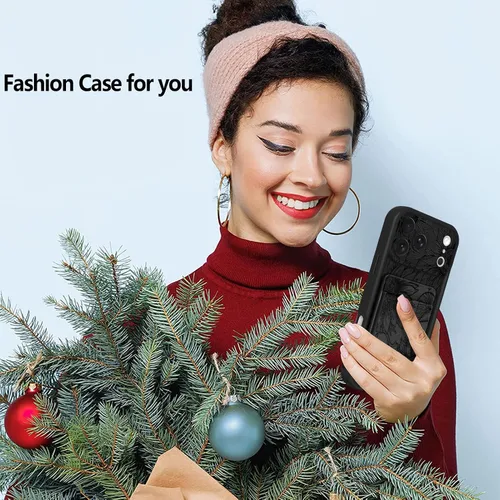 Miniatura 5 de Fiyart Funda diseñada para iPhone 17 Pro Max, tarjetero con ranura para tarjetas, diseño de flores, diseño de girasoles, antiarañazos, protección