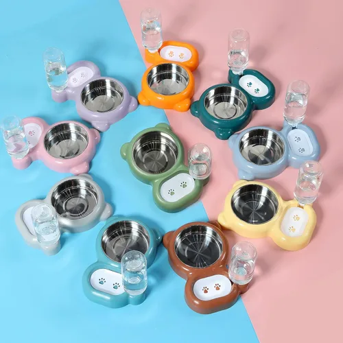 Miniatura 6 de Cuencos para Perros, Juego de Cuencos para Comida y Agua de Gatos con Dispensador de Agua y Cuenco de Acero Inoxidable para Gatos y Perros Pequeños
